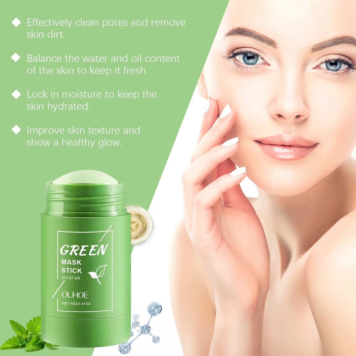 1~5PCS Green Tea Clay Stick For Face Green Mask Stick Smear Acne