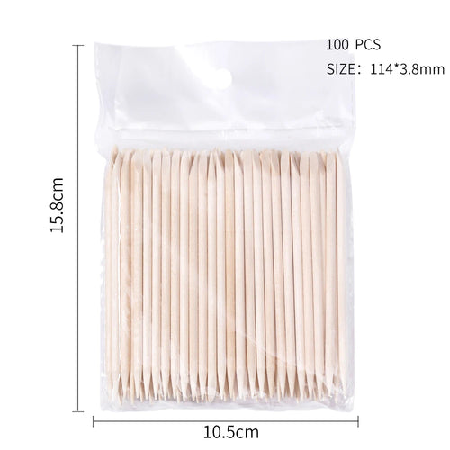100PCS Cuticle Pusher Remover Nail Art Tools Orange Wood Sticks