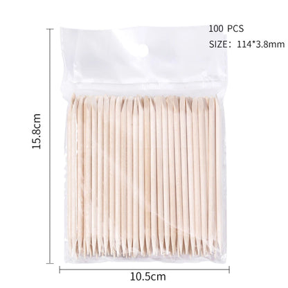 100PCS Cuticle Pusher Remover Nail Art Tools Orange Wood Sticks