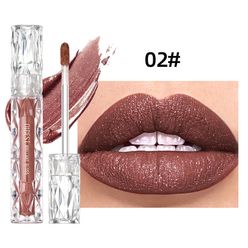 QIBEST Waterproof Diamond Shimmer Glitter Lipgloss Matte Liquid
