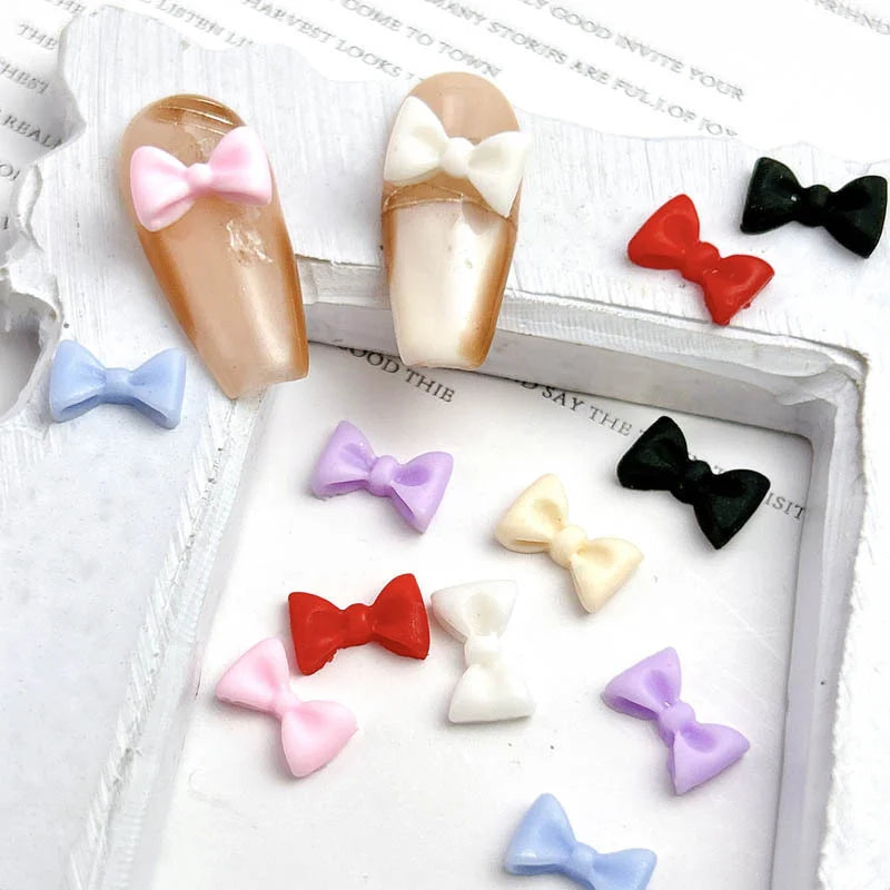 50pcs 3D Aurora Clear Resin Bow Nail Art Charms Cute Butterfly Glitter