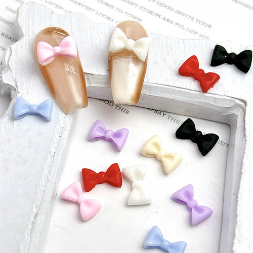 50pcs 3D Aurora Clear Resin Bow Nail Art Charms Cute Butterfly Glitter