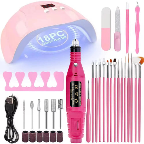 LINMANDA Professional USB Electric Nail Drill Polish File Kit with UV