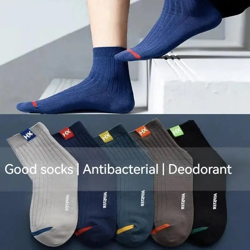 5 Pairs Men's Socks Mid-Calf Socks Warm Socks Long Sweat-Absorbing