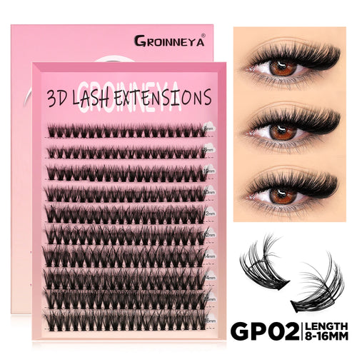 GROINNEYA Lashes Cluster DIY Lash Extension Mixed Tray Clusters