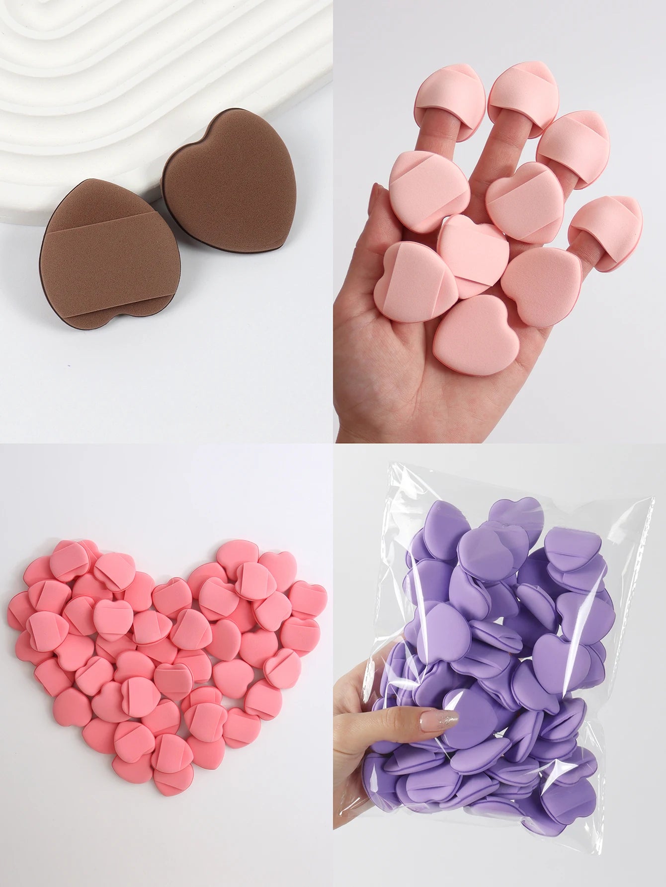 50 Mini Finger Cushions Air Cushion Powder Puff, Latex Free Mixed