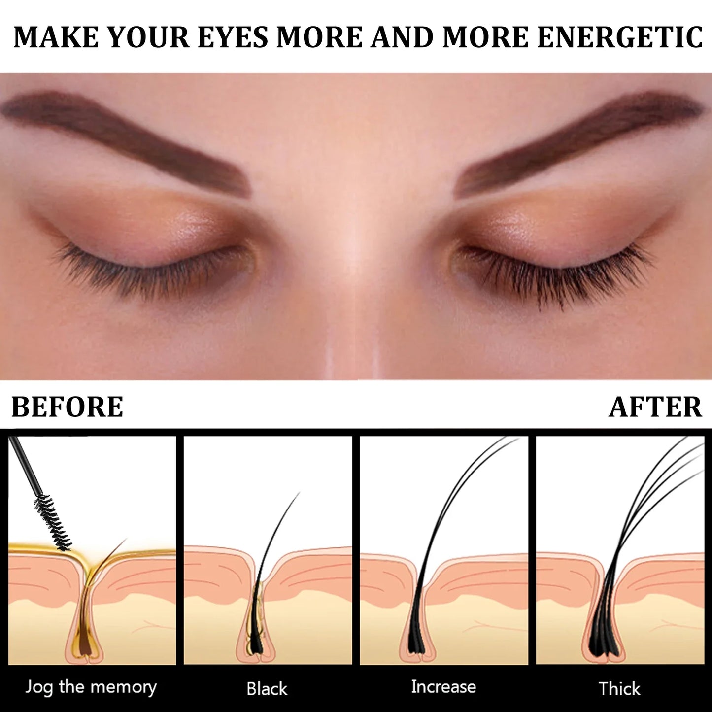 Eyebrows Natural Thick Slender Curl Curl Moist Natural Castor Oil