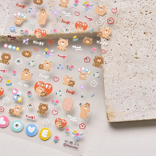 Cute Animals Bear Dog Cake Sweet Cherry Grid Bowknot Star Line Fruit