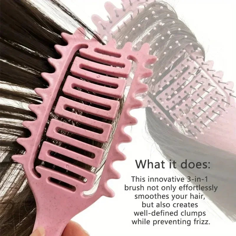 Curl Define Styling Brush Hollow Out Detangling Hair Brush Tangled Wet
