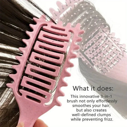 Curl Define Styling Brush Hollow Out Detangling Hair Brush Tangled Wet