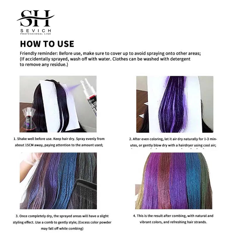 Temporary Hair Color Spray One-Time Hair Dyeing Instant Hair Salon