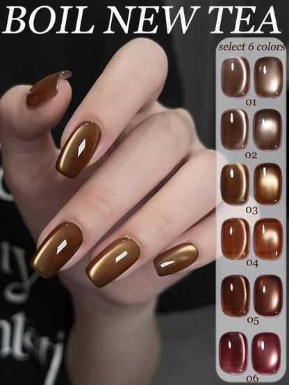 WS Black Glass Cat Magnetic Gel Nail Polish Punk Style Nail Art