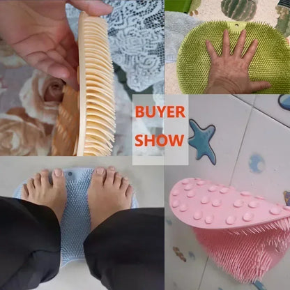 Exfoliating Shower Massage Scraper Bathroom Non-slip Bath Mat Back