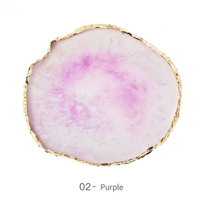 1PC Round Resin Agate Stone Nail Art Palette False Nail Tips Mixing