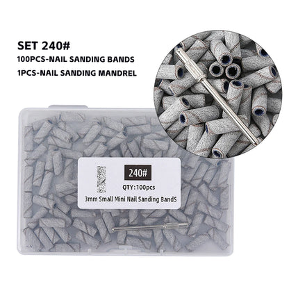3mm Nail Sanding Bands-80/120/180/240 Grit Mini Nail Drill Bit