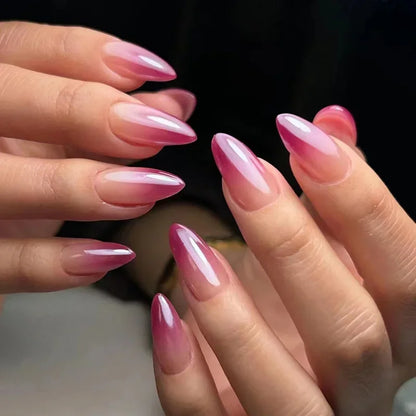 24Pcs Cute Oval False Nails Reusable And Adhesives Aesthetic False Almond Nails Complete Nail Kit Acrylic Press On Set For Gel