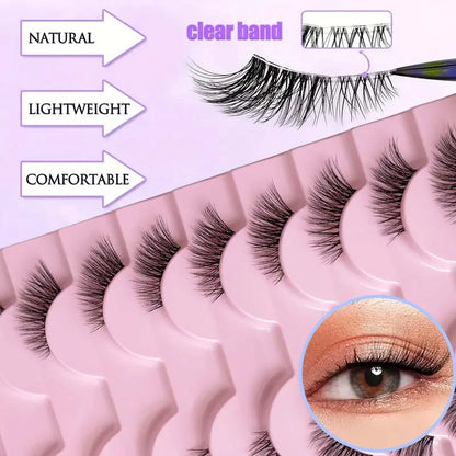 Half eyelashes, natural appearance 10 pairs of thick cat eyelashes