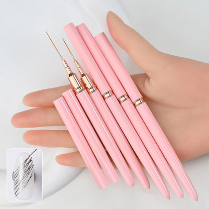 7/10/12/15/20m Pink French Nail Art Liner Painting Brush 5Pcs/set