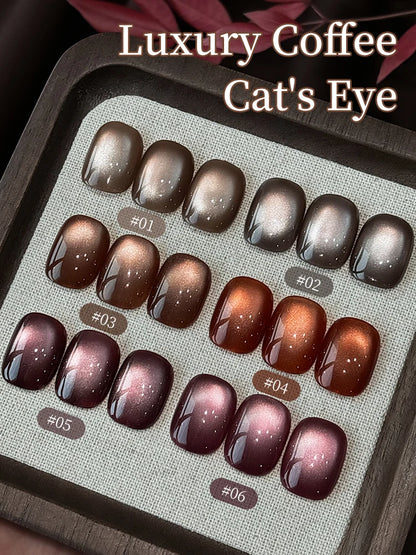 15ml 6Colors Luxury Coffee Cat's Eye Nail Gel Polish Set with Soak Off