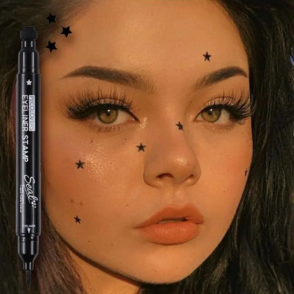 Star Liquid Eyeliner Black Moon Stamp Eye Liner Pencil 2 in 1