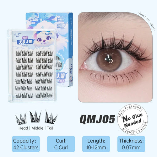 Yelix DIY Clusters Eyelashes Glue-free False Eyelashes Natural Eyelash