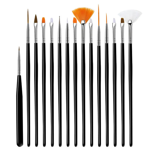 20/15pc Nails Art Brushes Set Manicure Liquid Powder Carving UV Nail