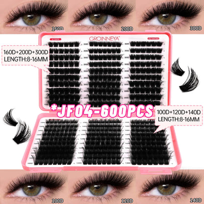 GROINNEYA Lashes Cluster DIY Lash Extension Mixed Tray Clusters