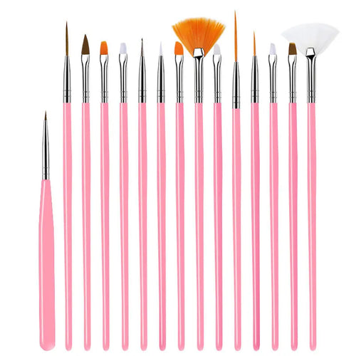 20/15pc Nails Art Brushes Set Manicure Liquid Powder Carving UV Nail