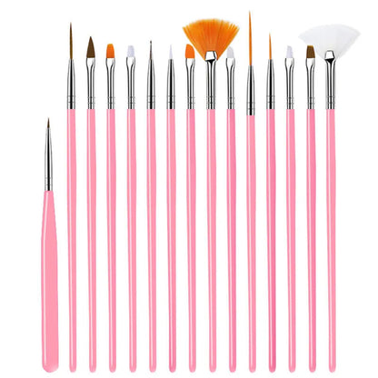 20/15pc Nails Art Brushes Set Manicure Liquid Powder Carving UV Nail