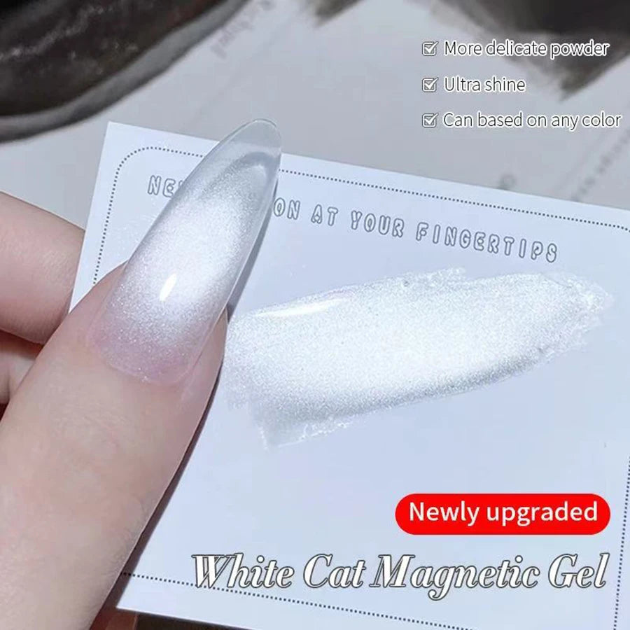 1-9pcs TC Flow Light White Cat Eye Gel Nail Polish Ultra Shine Soak
