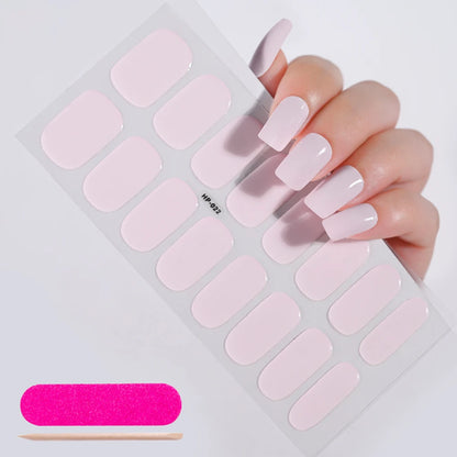 16Tips Semi-Cured Gel Nail Sticker Pure Color UV/LED Lamp Gel Nail