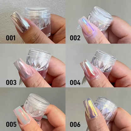 1pc Chrome Nail Powder Ice Transparent Aurora High Gloss Pearl Rainbow