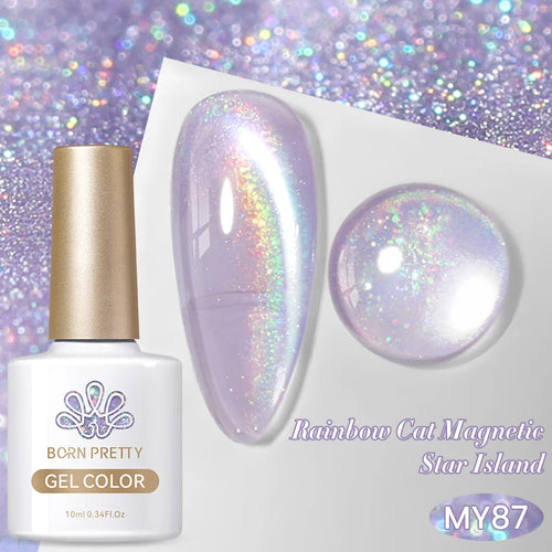 BORN PRETTY 10ml Rainbow Purple Water Light Cat Magnetic Gel Nail