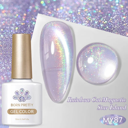 BORN PRETTY 10ml Rainbow Purple Water Light Cat Magnetic Gel Nail