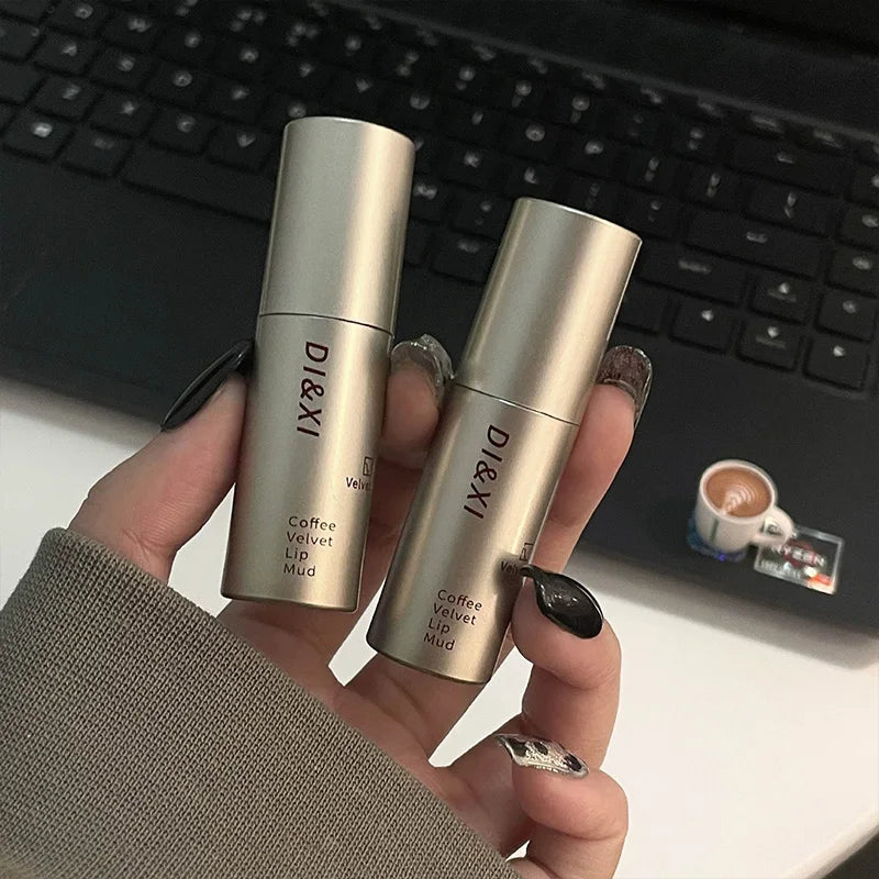 DIXI Mini Silver Tube Matte Lip Glaze — Velvet Finish, Skin-Enhancing,