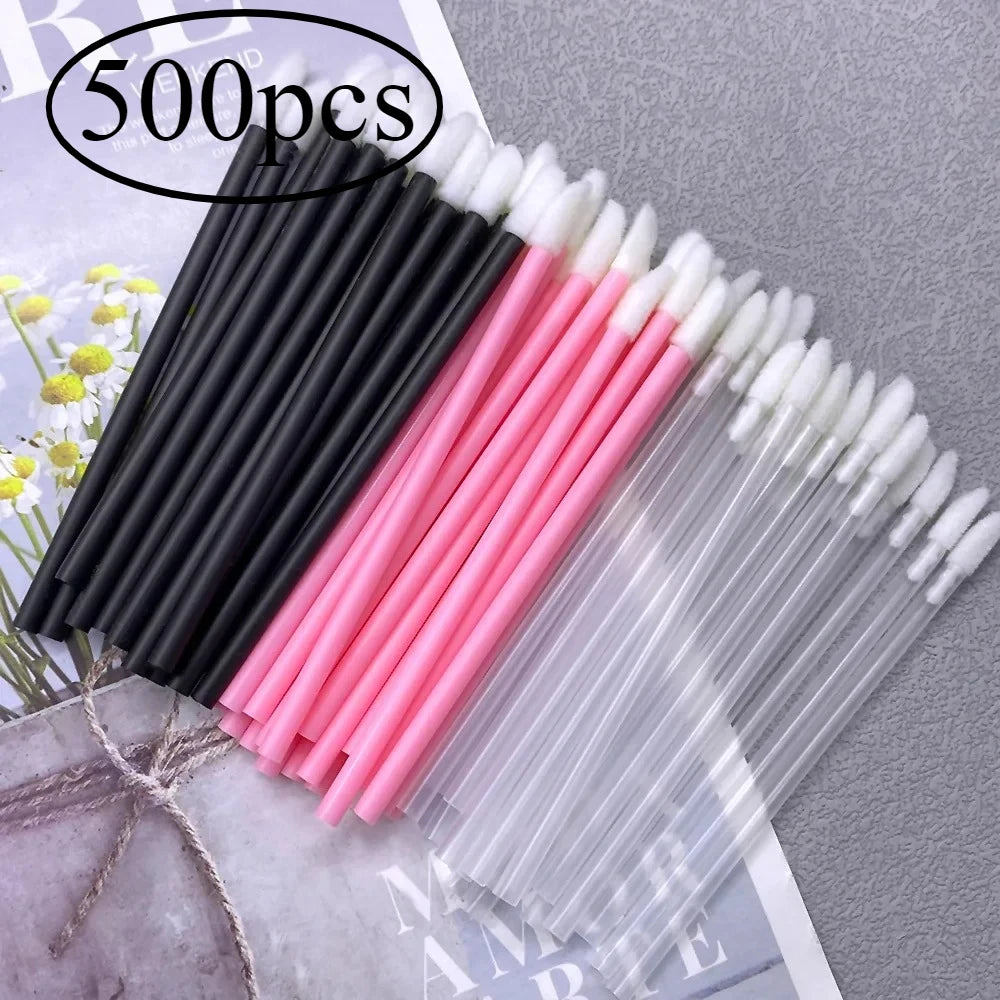 500pcs Lip Brush Disposable Lipstick Brush Eyelash Microbrush Mascara
