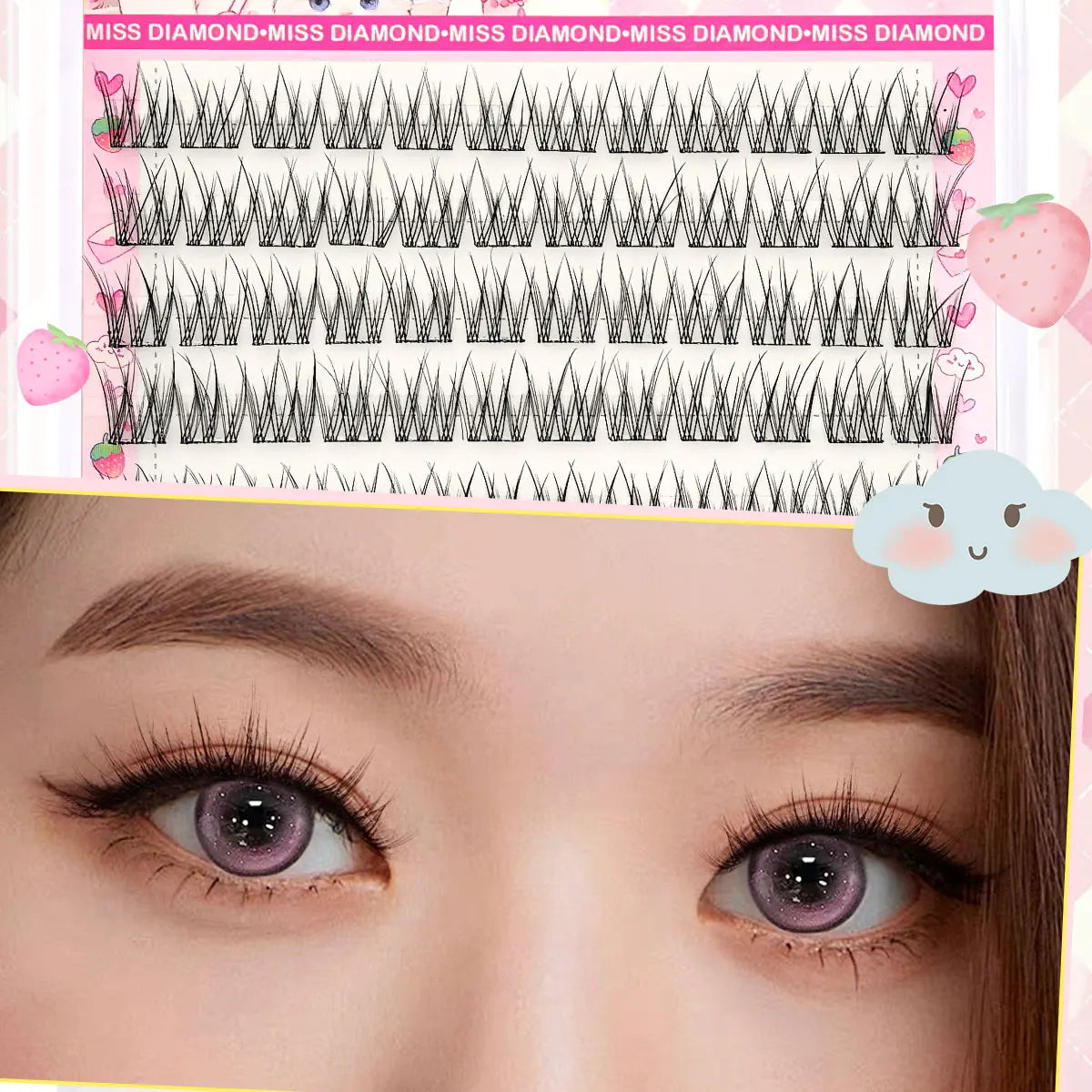 Self-Adhesive Eyelash Clusters No Glue Needed 120Pcs Natural C-Type