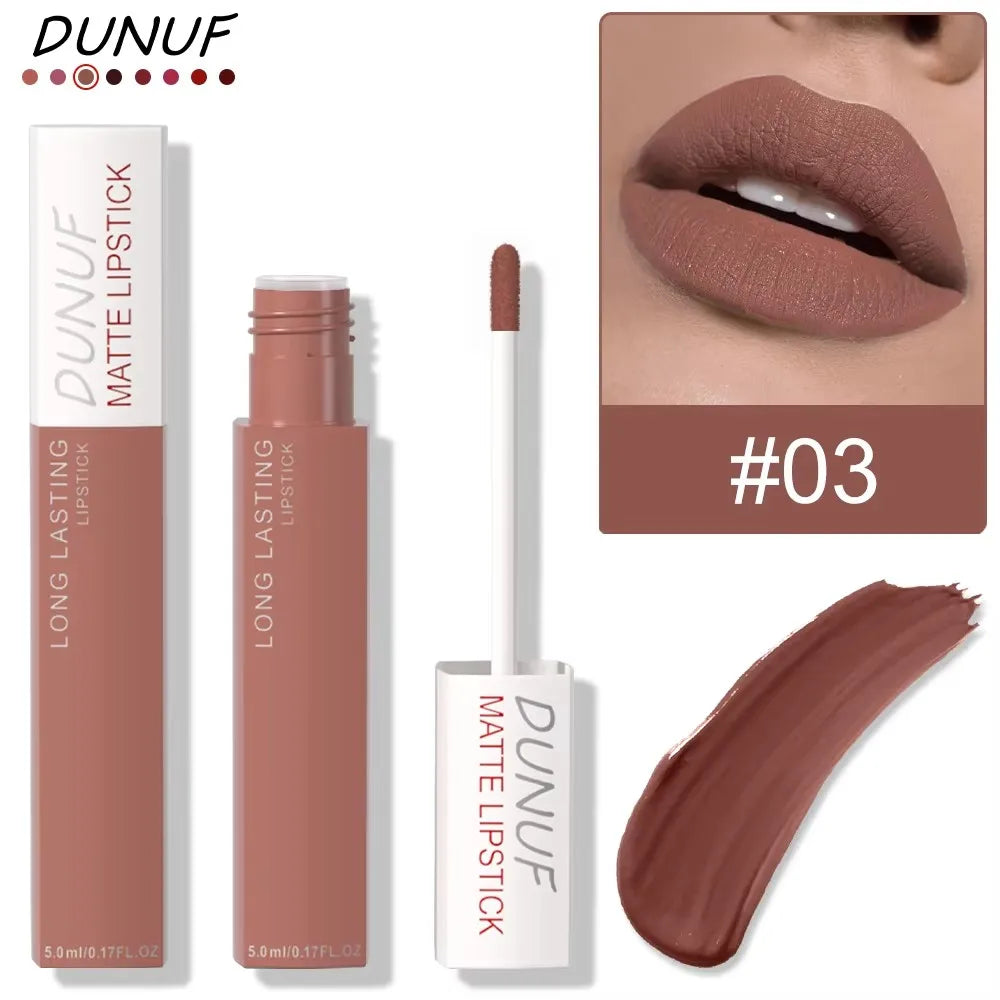 Long-Lasting Lip Gloss 1pcs: Matte Lipstick Non-Stick Cup Waterproof