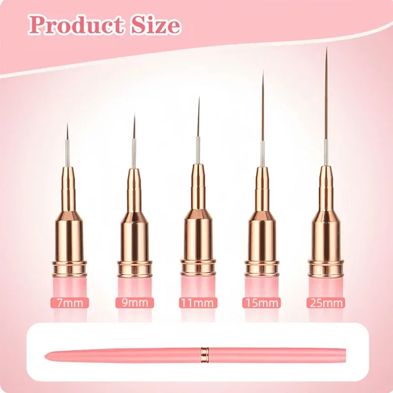 5 In 1 Nail Art Pen Set Brushes Set Elongated Lines Striping Drawing