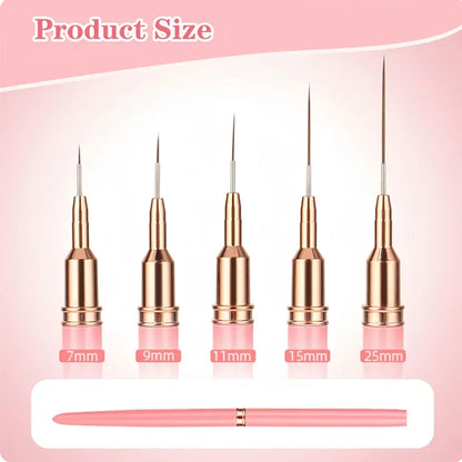 5 In 1 Nail Art Pen Set Brushes Set Elongated Lines Striping Drawing
