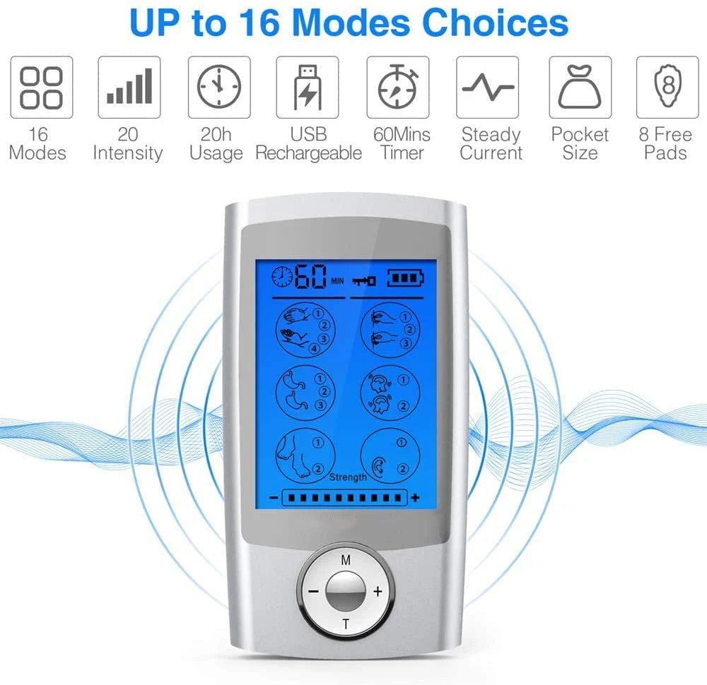 16 Modes Electric Tens Relax Muscle Stimulator EMS Acupuncture Body