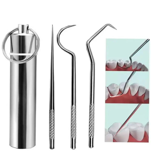 Stainless Steel Toothpicks Pocket Set, Portable Floss Pick Reusable
