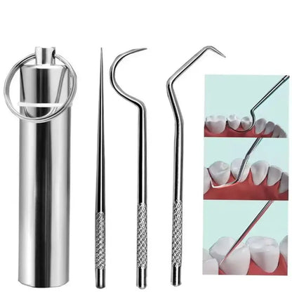 Stainless Steel Toothpicks Pocket Set, Portable Floss Pick Reusable