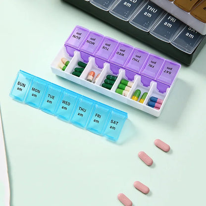 Weekly Pill Box Organizer Cases Portable Pillbox 7 Days 14 Grids Pills