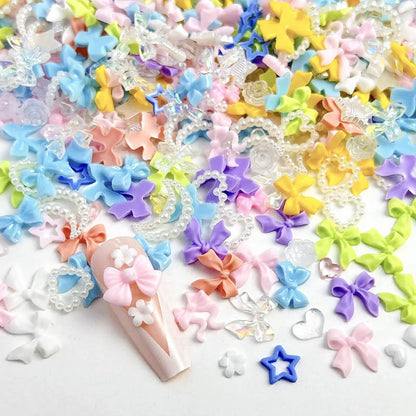 100PCS Random Mixed Strawberry Flowers Nail Charms Sweet Resin