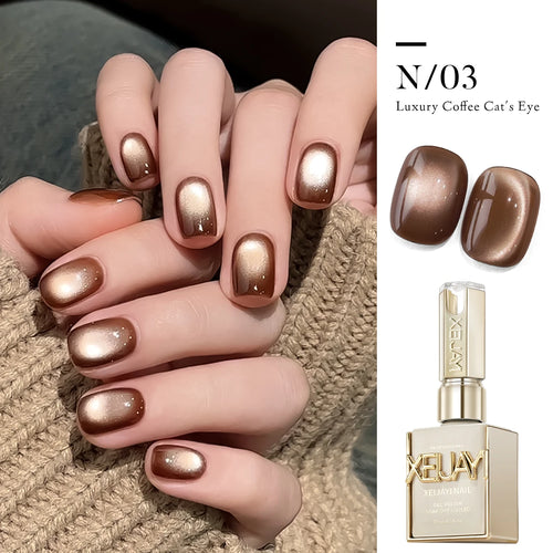 15ml 6Colors Luxury Coffee Cat's Eye Nail Gel Polish Set with Soak Off