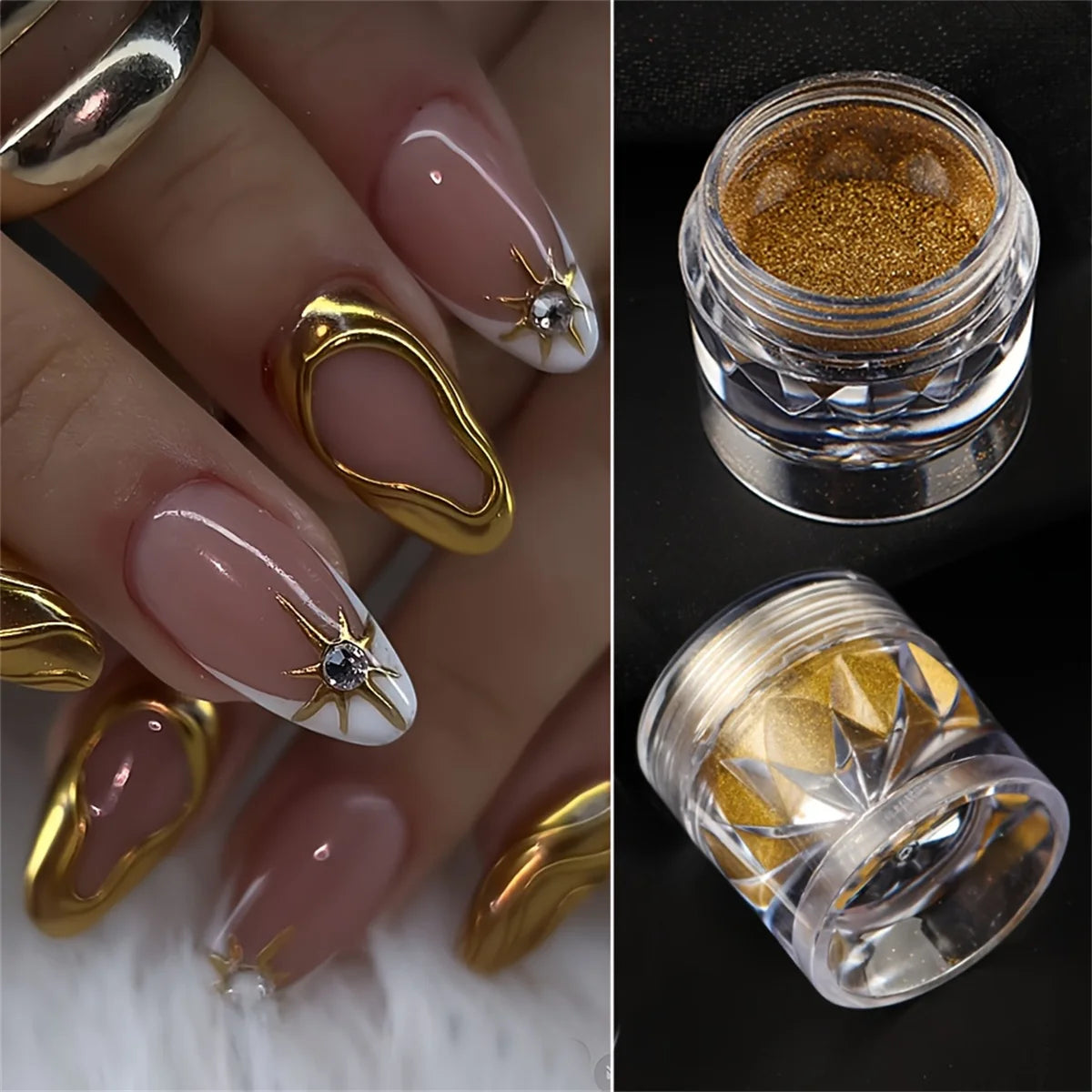 1/6pcs nail magic mirror powder holographic metal chrome powder silver
