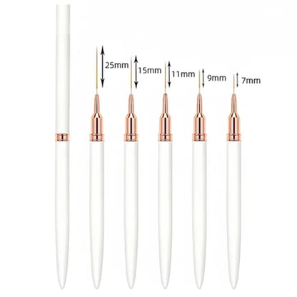 5 In 1 Nail Art Pen Set Brushes Set Elongated Lines Striping Drawing
