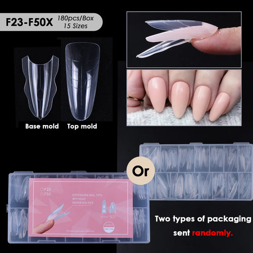 180pcs New Sandwich Nail Extension Mold Interlayer Dual Nail Forms