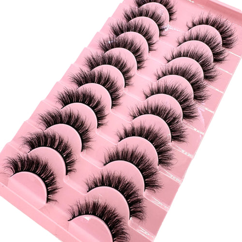 10 Pairs Faux Mink Eyelashes Handmade False Eyelashes Natural Nude